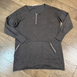 Athleta Gray Tunic Dress‎ Long Sleeve Half Zip Pockets Womens Size XS